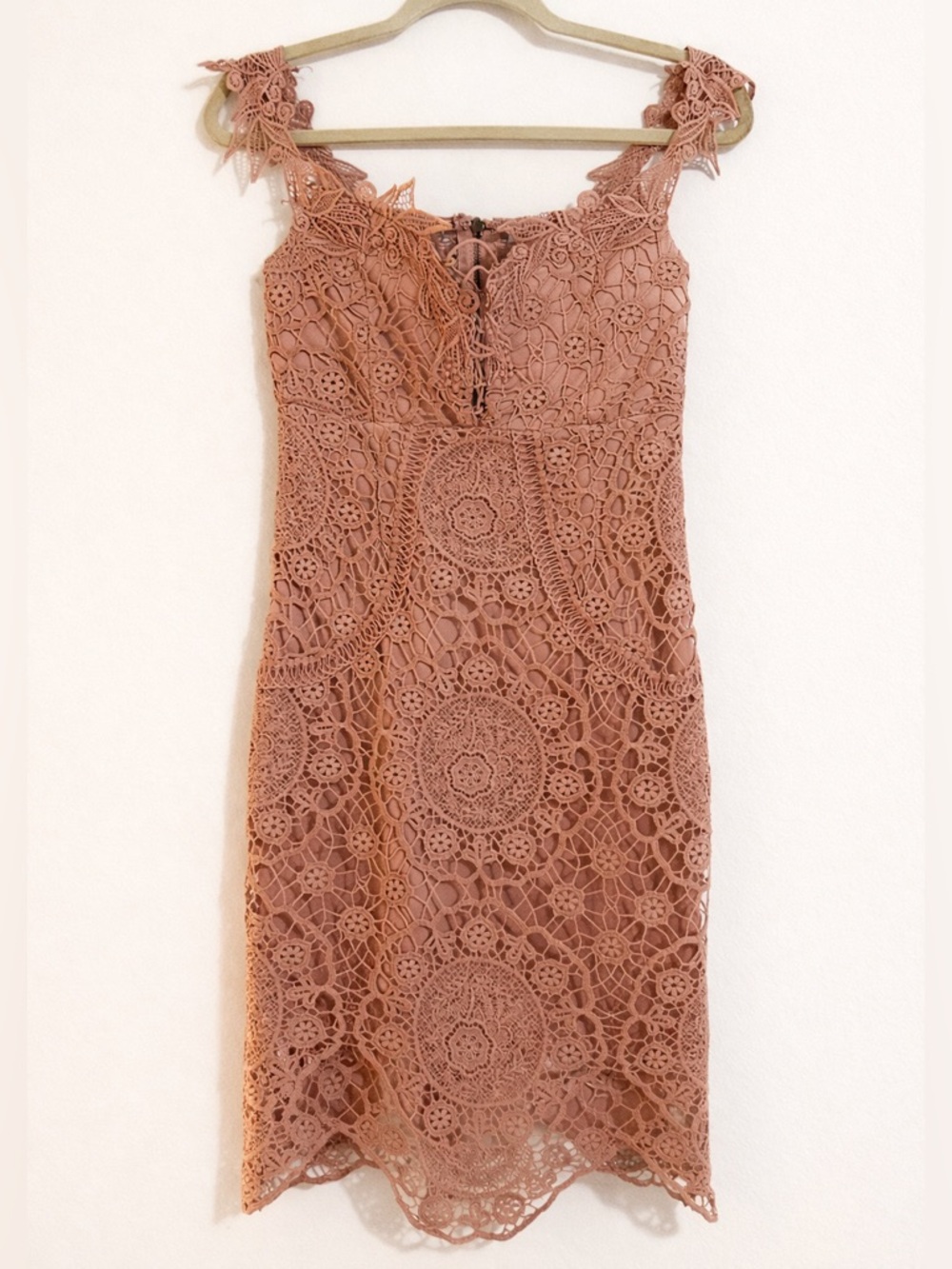 Fashion Nova Dusty Rose Lace Bodycon Dress – Size S